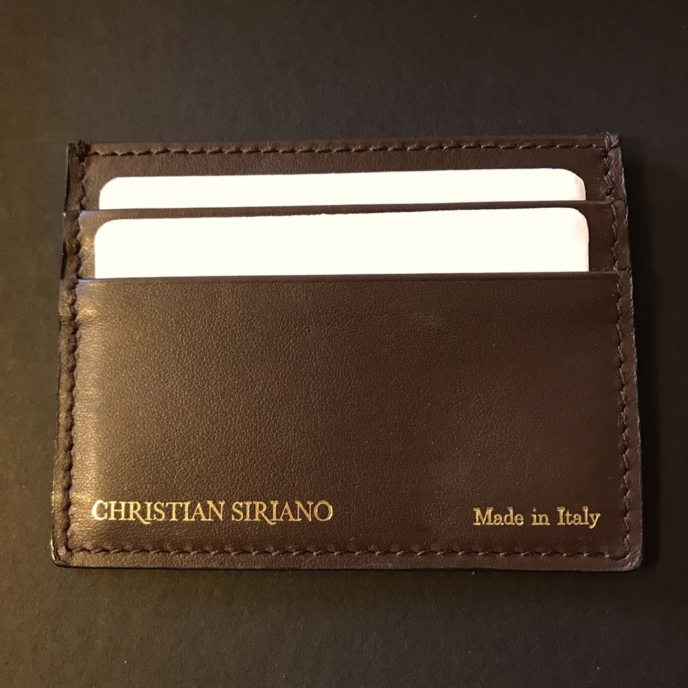 Christian Siriano Brown Card Holder - made in Italy - hand-signed by Christian